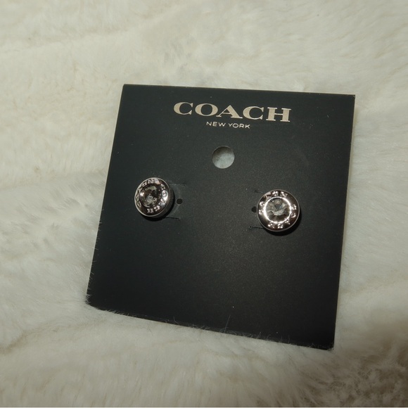 Coach Crystal Embellished Earrings in Silver - Picture 2 of 6